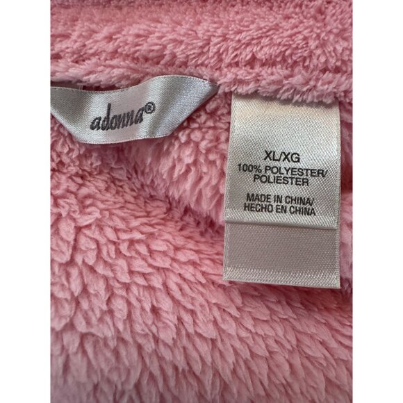 Adonna Pink Fleece Zip-Up Long Robe XL Full-Length Cozy Loungewear - Picture 15 of 16